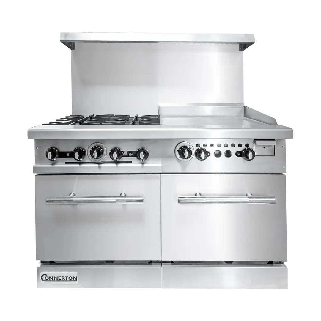 Connerton CN48-4-24G-2OV 48" Gas Restaurant Range, (2) Ovens, (4) Burners, (1) 24" Griddle