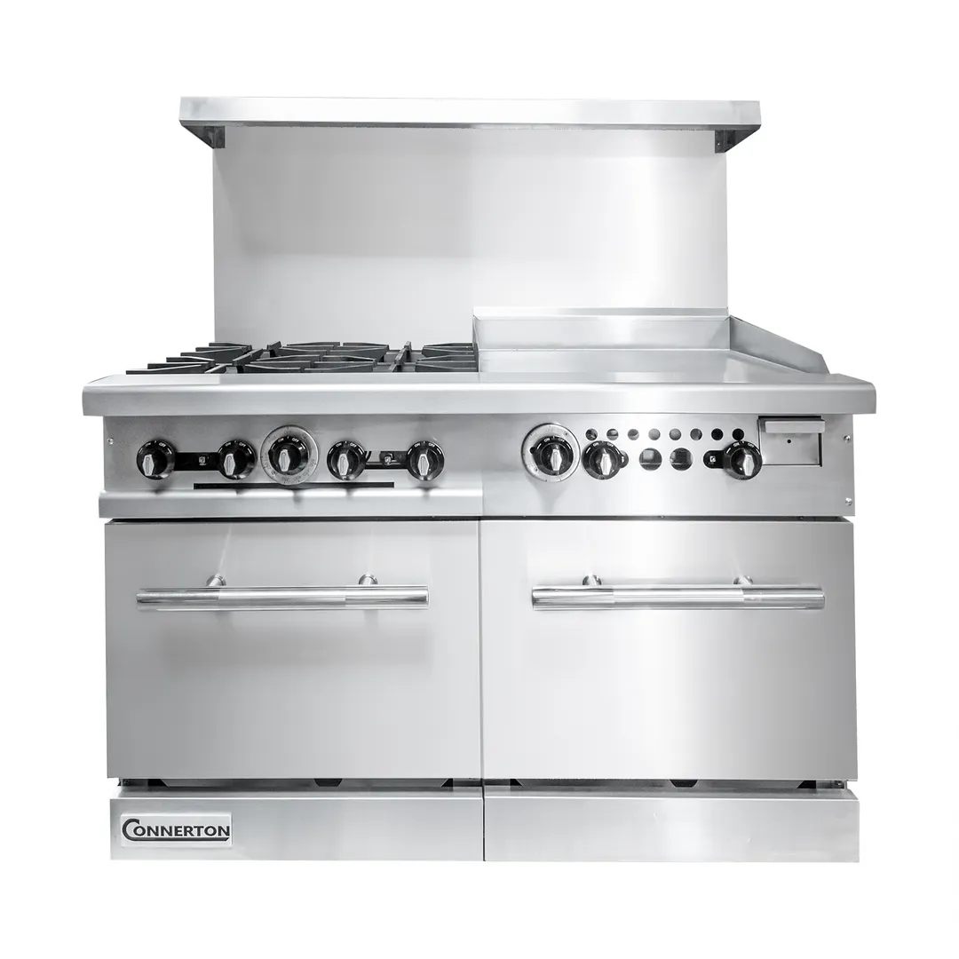 Connerton CN48-8-2OV 48" Gas Restaurant Range, (2) Standard Ovens, (8) Open Burners