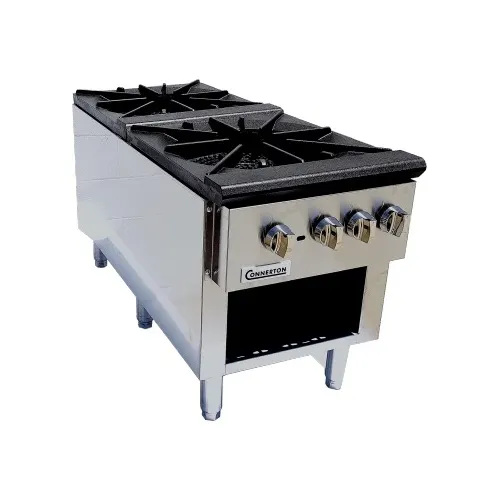 Connerton CSP-2-18-3 18" Gas Stock Pot Range (Stove) w/ (2) Three Ring Burners, Front to Back Design, Manual Controls, 180.000 BTU