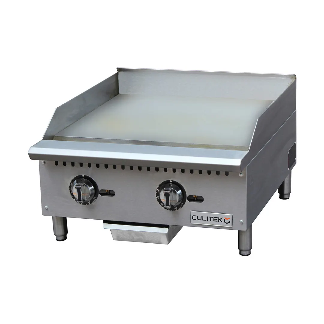 Culitek CULCTG24TNG 24" Countertop Thermostatic Gas Griddle w/ 1" Steel Plate, 60.000 BTU