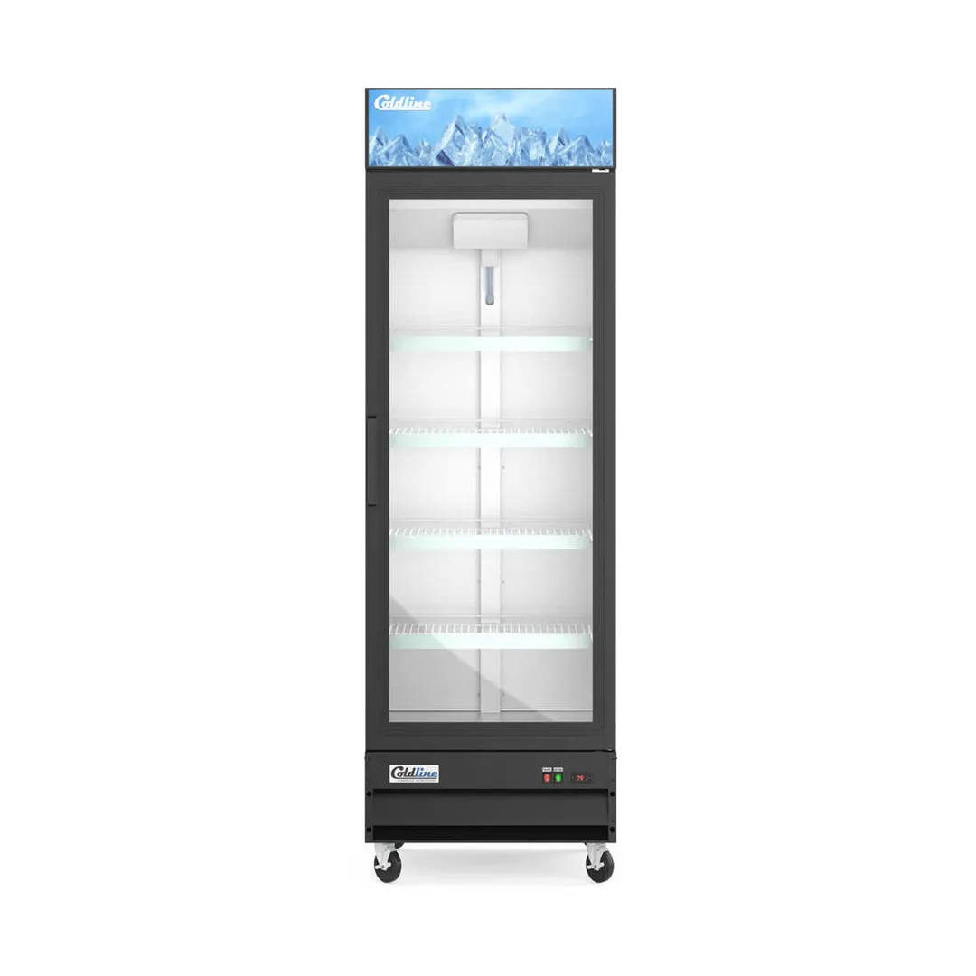 Coldline D12-B Glass Door Freezer, 27" Width, 13 cu ft, Black Exterior, R290, 3/4 HP, Control