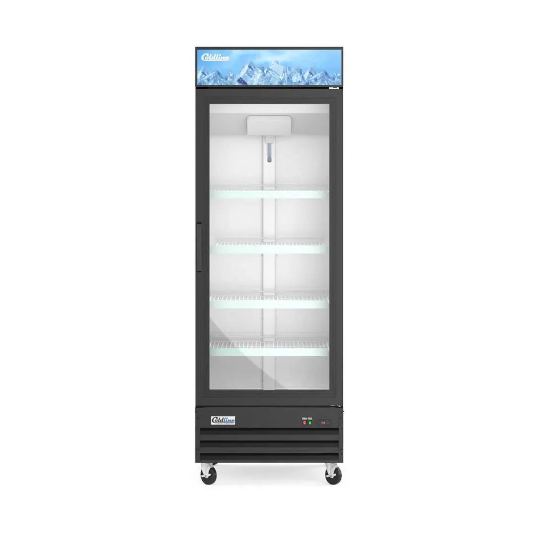 Coldline D30-B - 30" Freezer, 23 cu ft, Black, 3/4 HP R290, Temp Control, Light, Shelves, 90° Stay‑Open