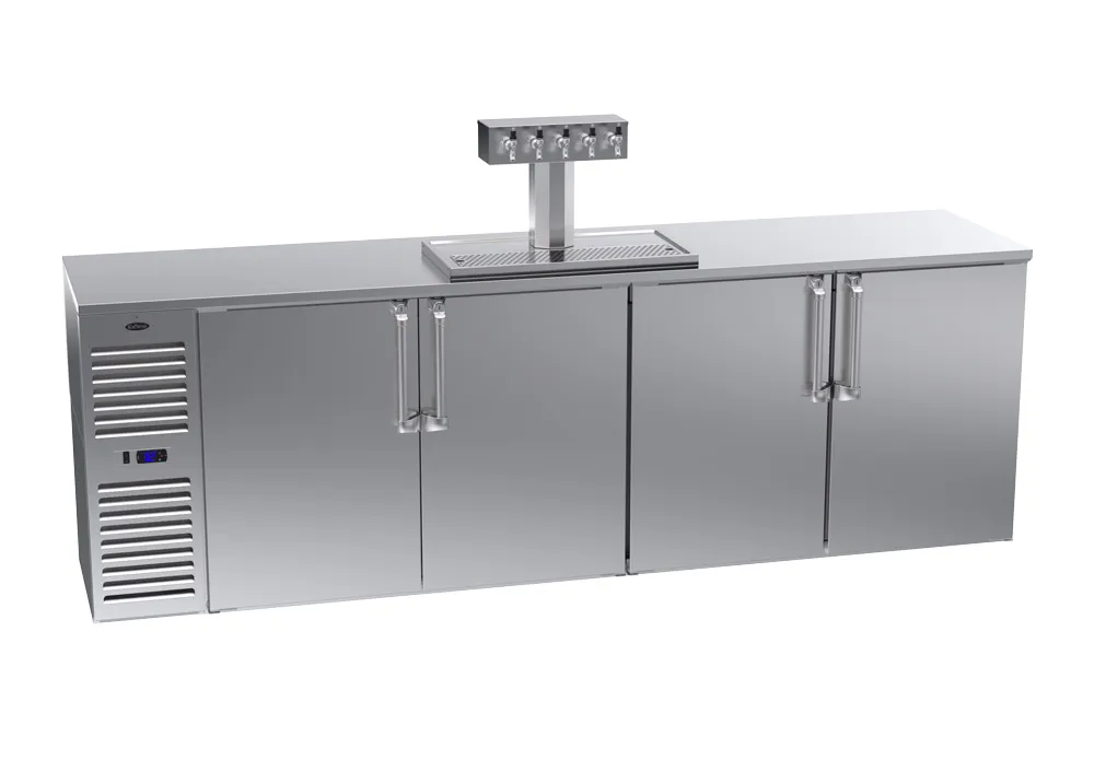 Krowne DB108 108" Draft Beer Cooler w/ 4 Kegs, (1) 5-Tap Tower, Four-Section