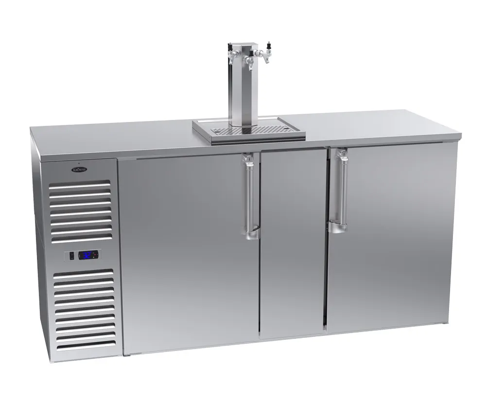 Krowne DB72 72" Draft Beer Cooler w/ 3 Kegs, (1) 3-Tap Tower, Two-Section