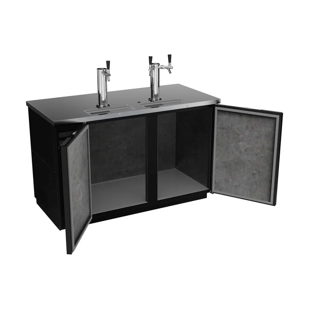 Beverage Air DD58HC-1-B 59" Draft Beer Cooler w/ 3 Kegs, 21.86 cu. ft., 1 Single & 1 Dual-Tap Towers