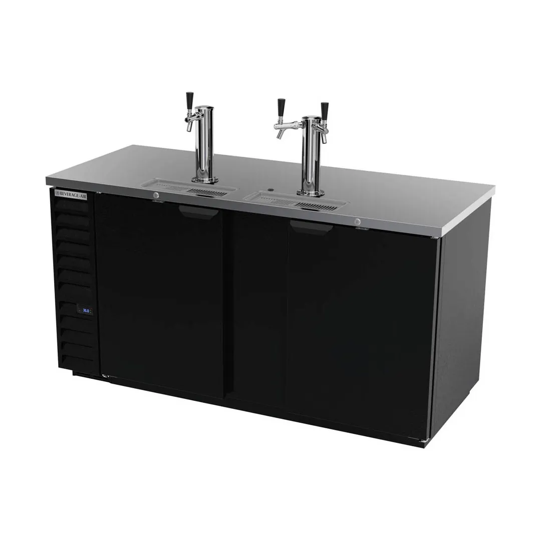 Beverage Air DD68HC-1-B 69" Draft Beer Cooler w/ 3 Kegs, 25.93 cu. ft., 1 Single & 1 Dual-Tap Towers