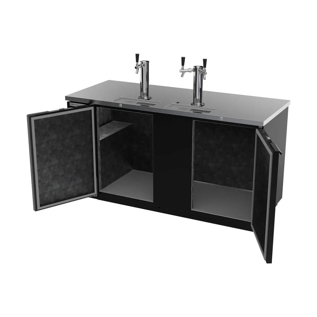 Beverage Air DD68HC-1-B 69" Draft Beer Cooler w/ 3 Kegs, 25.93 cu. ft., 1 Single & 1 Dual-Tap Towers