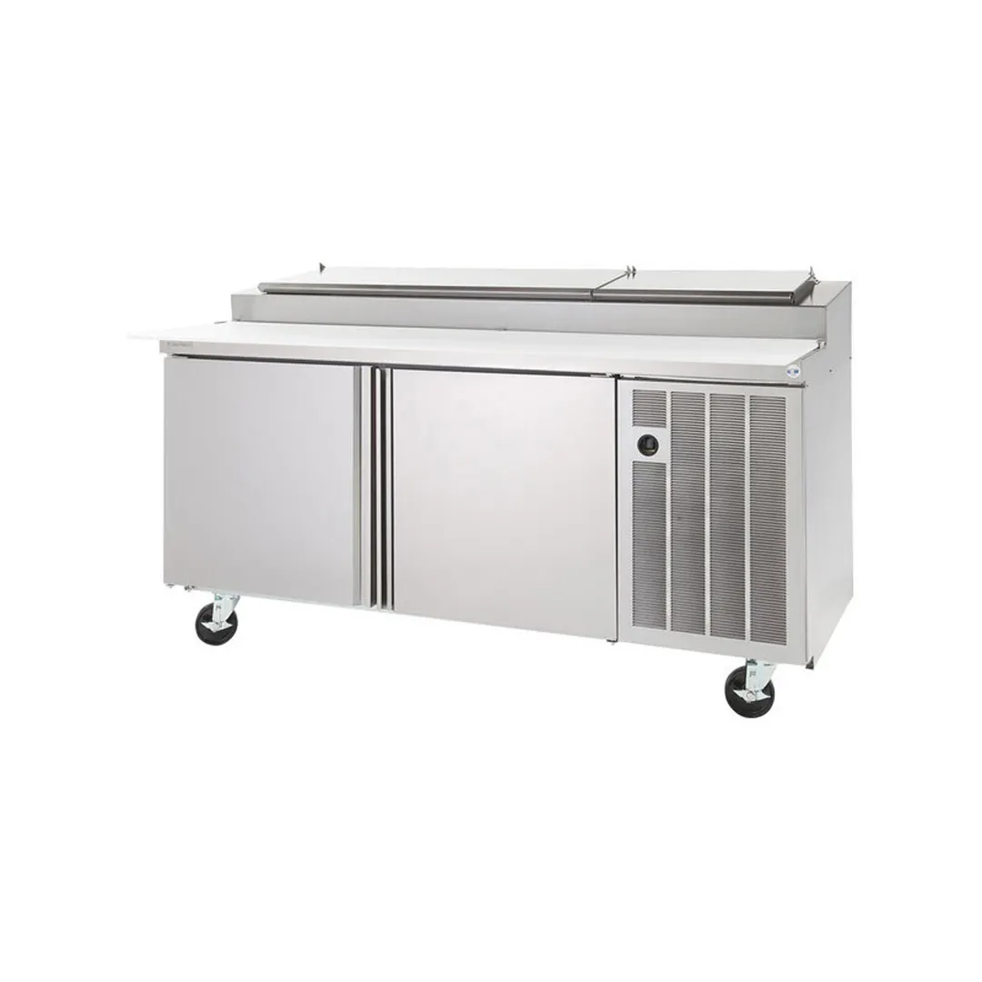 Delfield 18672PTLP 72" 2-Section Refrigerated Pizza Prep Table w/ 2 Doors, (3) 12" x 20" Pan