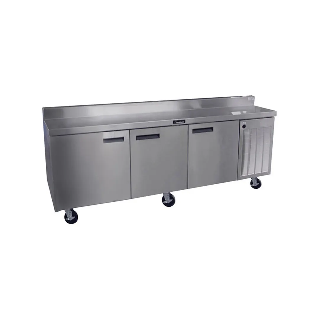 Delfield 18691BSTMP 91" 3-Section Worktop Refrigerator w/ 3 Doors, 24.5 cu. ft.