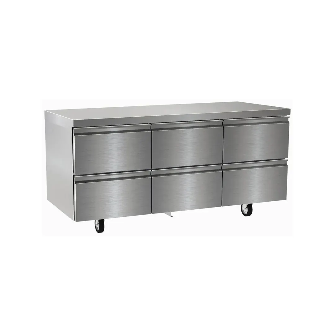 Delfield D4472NP 72" 3-Section Worktop Refrigerator w/ 6 Drawers, 22.1 cu. ft.