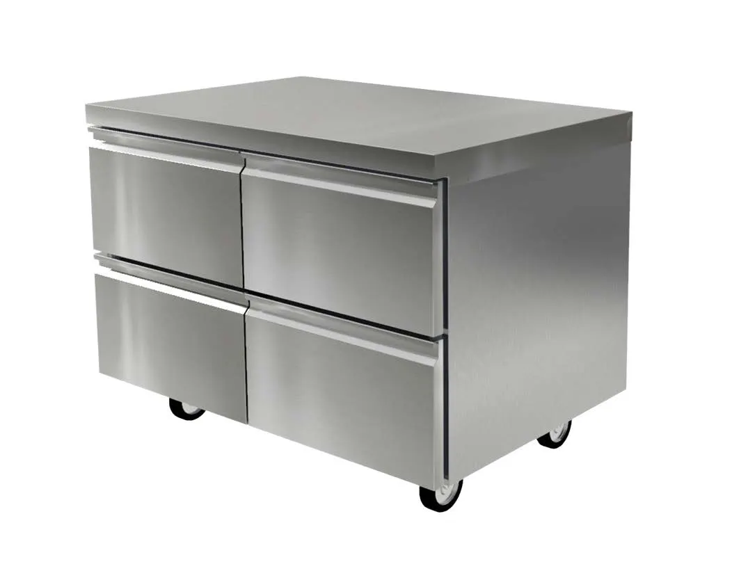 Delfield STD4448NP 48" 2-Section Worktop Refrigerator w/ 4 Drawers, 4" Backsplash, 14.2 cu. ft.