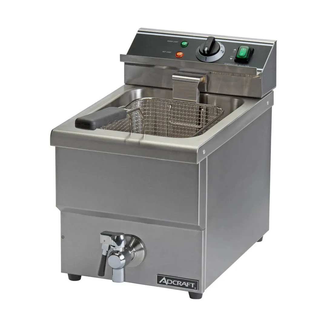 Adcraft DF-12L Single-Tank Countertop Electric Deep Fryer w/ Faucet, Fryer Basket, 25 lbs/hour