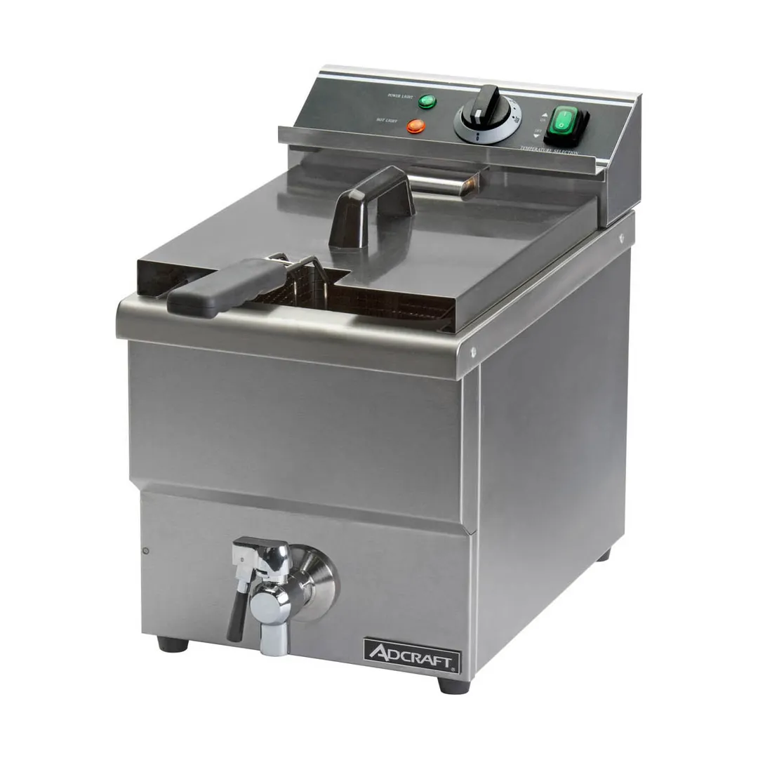 Adcraft DF-12L Single-Tank Countertop Electric Deep Fryer w/ Faucet, Fryer Basket, 25 lbs/hour