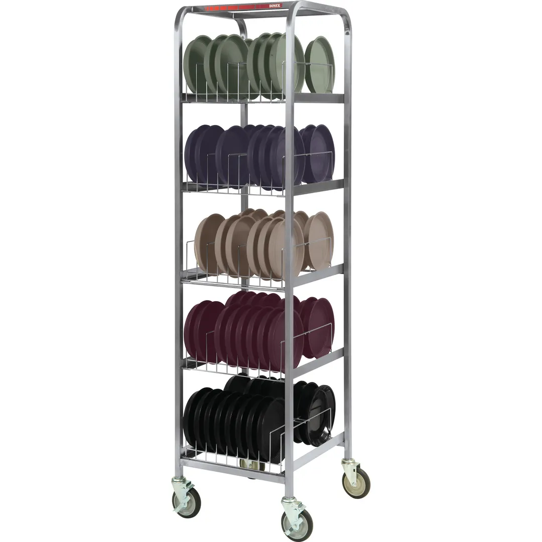 Dinex DX1173X80 5 Level Stainless Steel Mobile Drying Rack for Dishes w/ 5" Casters