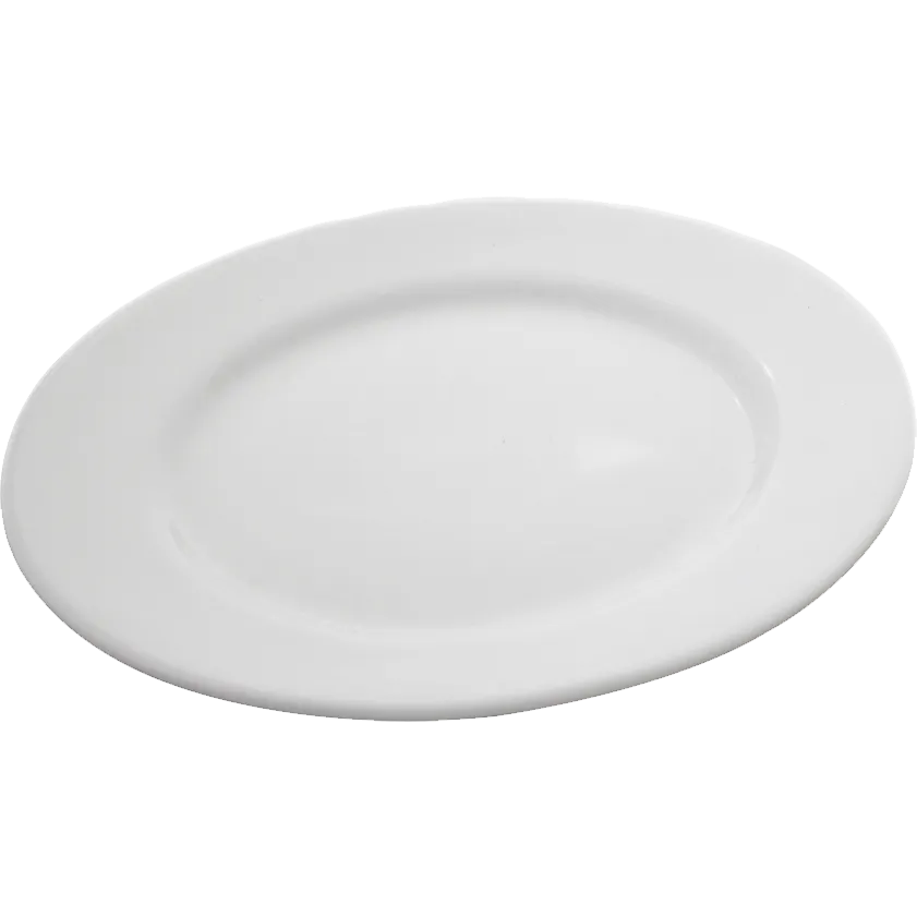 Dinex DX9ACP02A Plate – 9" Round China Dinner Plate, Wide Rim, Bright White, 9" Diameter - Case