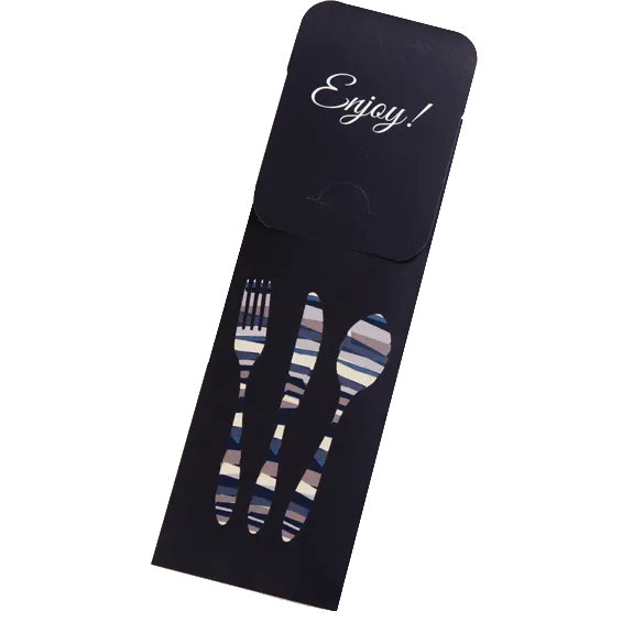 Dinex DXCTCAD1003 Cutlery Caddy, Paper Sleeve, 16" x 16" Napkin, Fits Utensils, Black Enjoy - 1/Pack