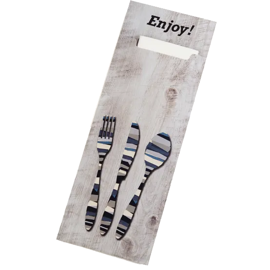 Dinex DXCTCADL1041 Cutlery Caddy, Paper, 13" x 16", Napkin, Stainless/Plastic, Woodgrain - 1/Pack