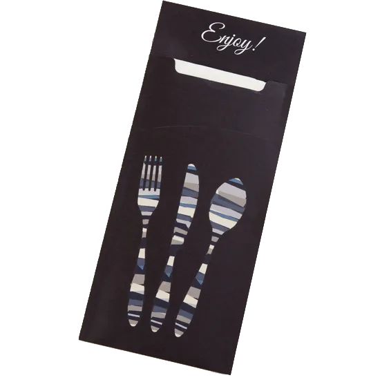 Dinex DXCTCADS1003 Cutlery Caddy 13" x 13" Paper Black Napkin Stainless/Plastic Utensils - 1/Pack