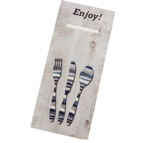 Dinex DXCTCADS1041 Cutlery Caddy Paper Sleeve 13" x 13" Napkin, Stainless/Plastic Utensils - 1/Pack