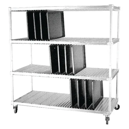 Dinex DXIDTDR3 Three Level Aluminum Mobile Drying Rack for Trays - 63-3/4" x 28" x 74-1/2"H