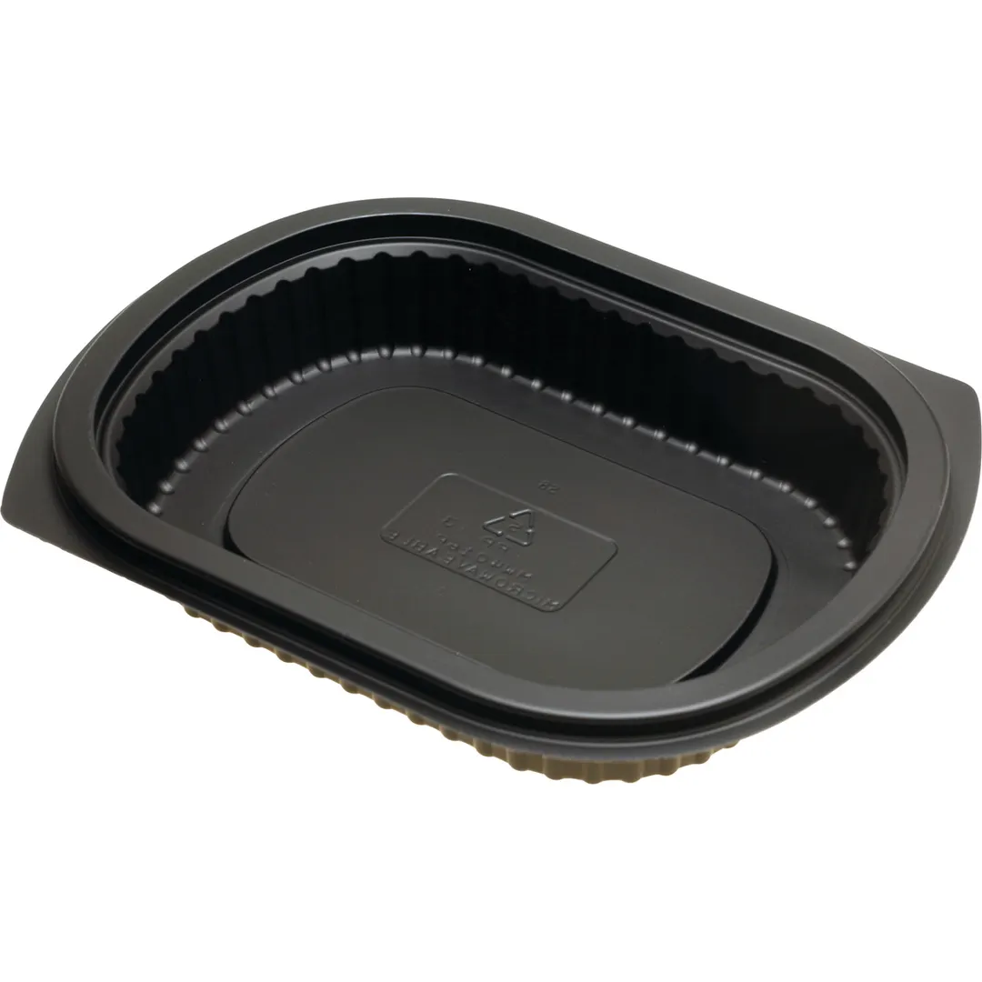 Dinex DXMW4016PBLK - Entrée Platter, 16 Oz, 7-4/5" x 6" Microwaveable Polypropylene, Black - Case
