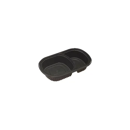 Dinex DXMW812PBLK - Proex Entrée Platter 18 Oz, 9½" x 6" x 1⅞" 2‑Comp (18/10 Oz), Black PP - 1/Case