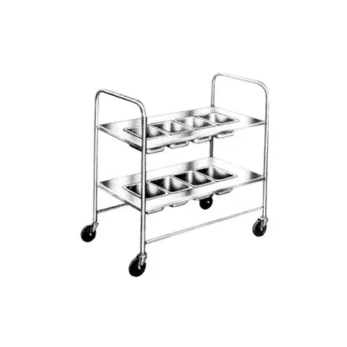 Dinex DXP718 Stainless Steel Silverware Cart w/ (1) Shelf for Pans, (1) Solid Undershelf