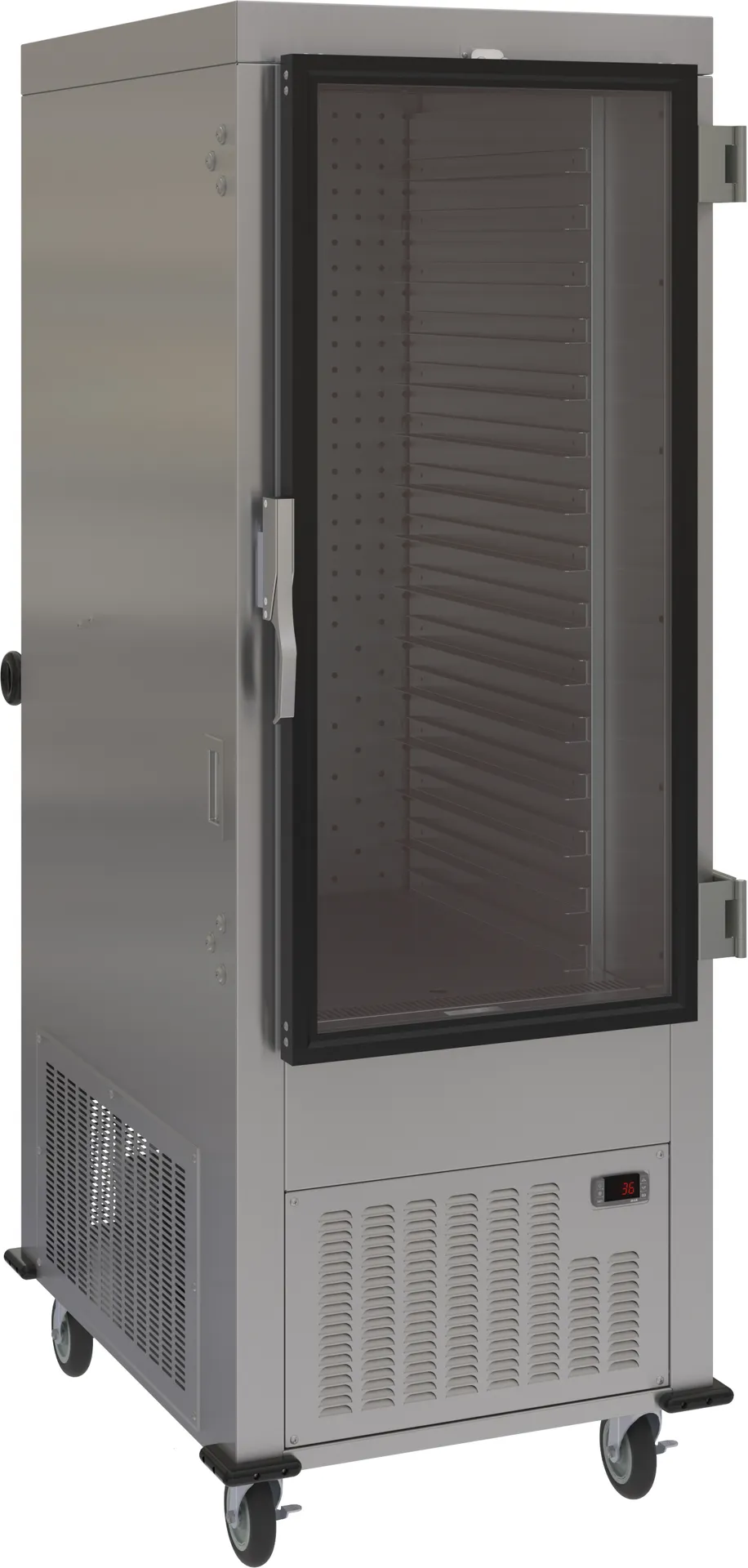 Dinex DXPACR15RCL 28" Glass Door Air Curtain Refrigerator, Bottom Mounted Self-Contained,  (15) 18" x 26" or (30) 14" x 18" Trays