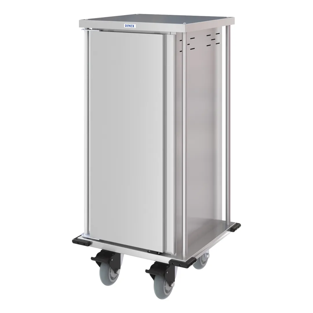 Dinex DXPTQC1T1D8 Stainless Steel 8 Trays TQ Compact Meal Delivery Cart w/ 1 Door