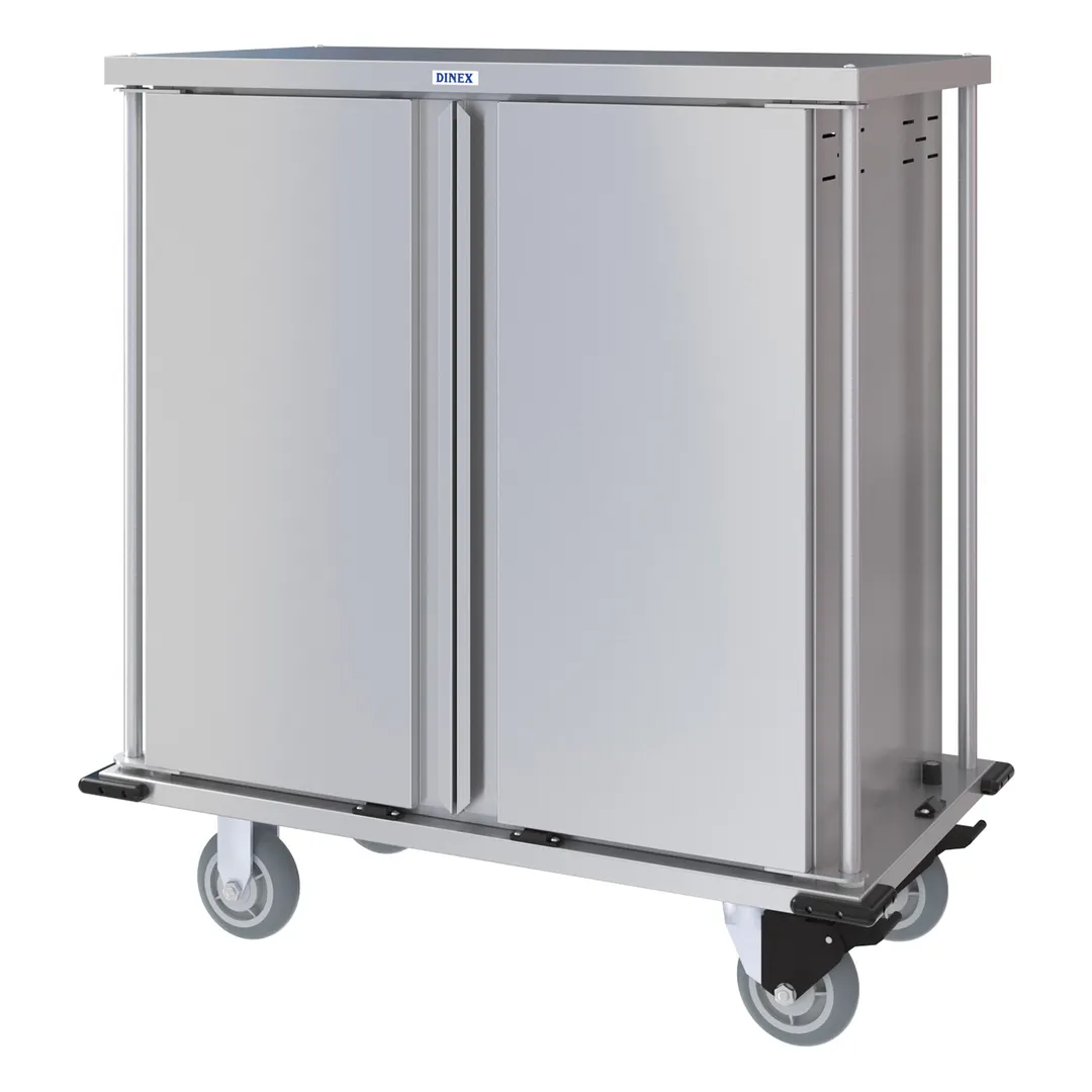 Dinex DXPTQC1T2D14 Stainless Steel 14 Trays TQ Compact Meal Delivery Cart w/ 2 Doors