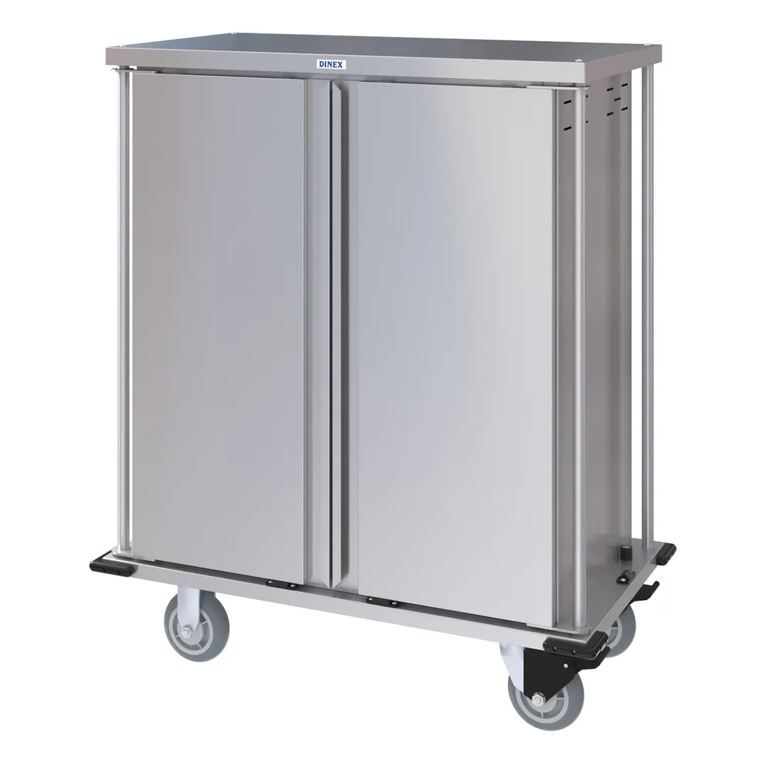 Dinex DXPTQC1T2D16 Stainless Steel 16 Trays TQ Compact Meal Delivery Cart w/ 2 Doors