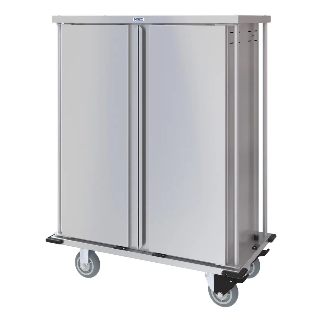 Dinex DXPTQC1T2D18 Stainless Steel 18 Trays TQ Compact Meal Delivery Cart w/ 2 Doors