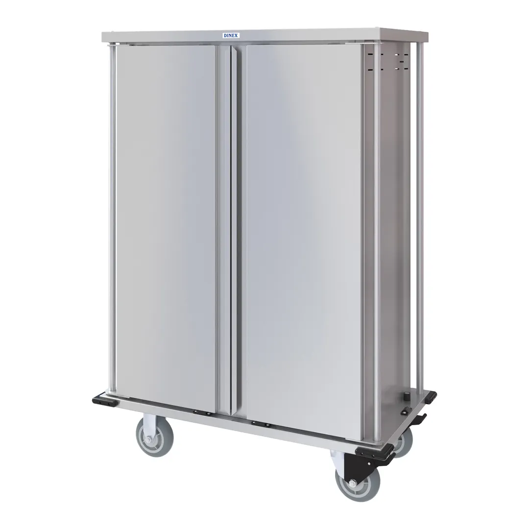 Dinex DXPTQC1T2D20 Stainless Steel 20 Trays TQ Compact Meal Delivery Cart w/ 2 Doors