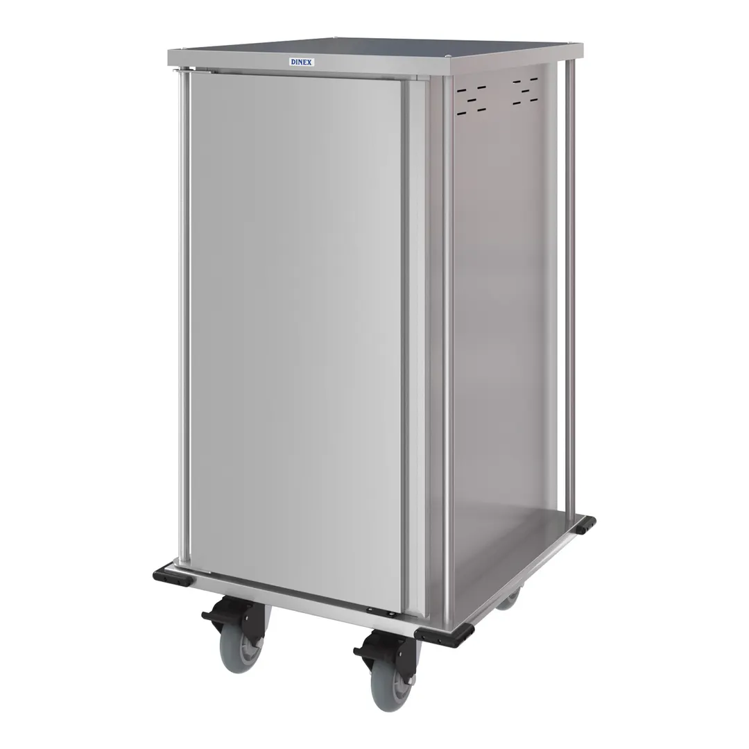 Dinex DXPTQC2T1D18 Stainless Steel 18 Trays TQ Compact Meal Delivery Cart w/ 1 Door