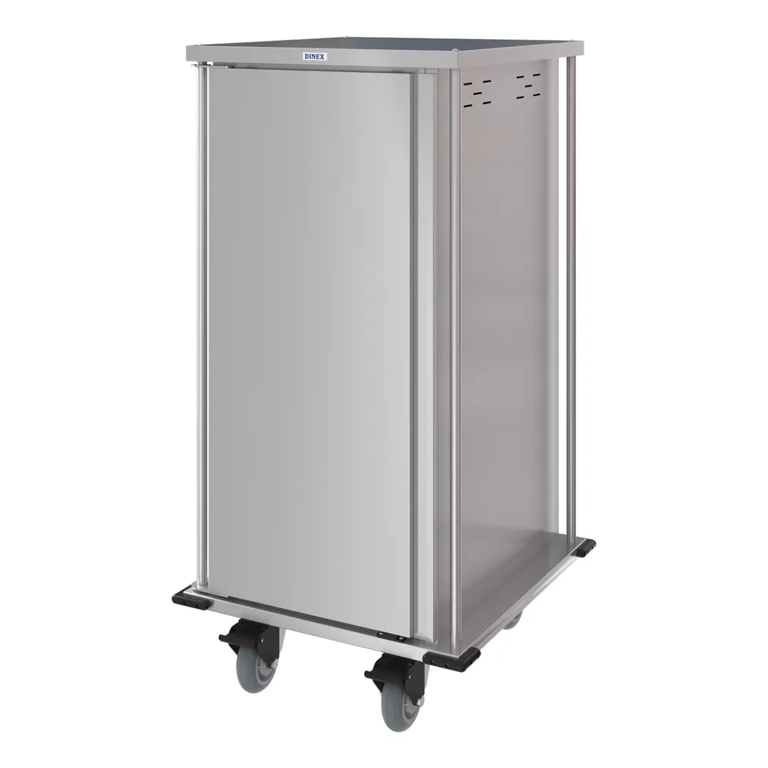 Dinex DXPTQC2T1D20 Stainless Steel 20 Trays TQ Compact Meal Delivery Cart w/ 1 Door