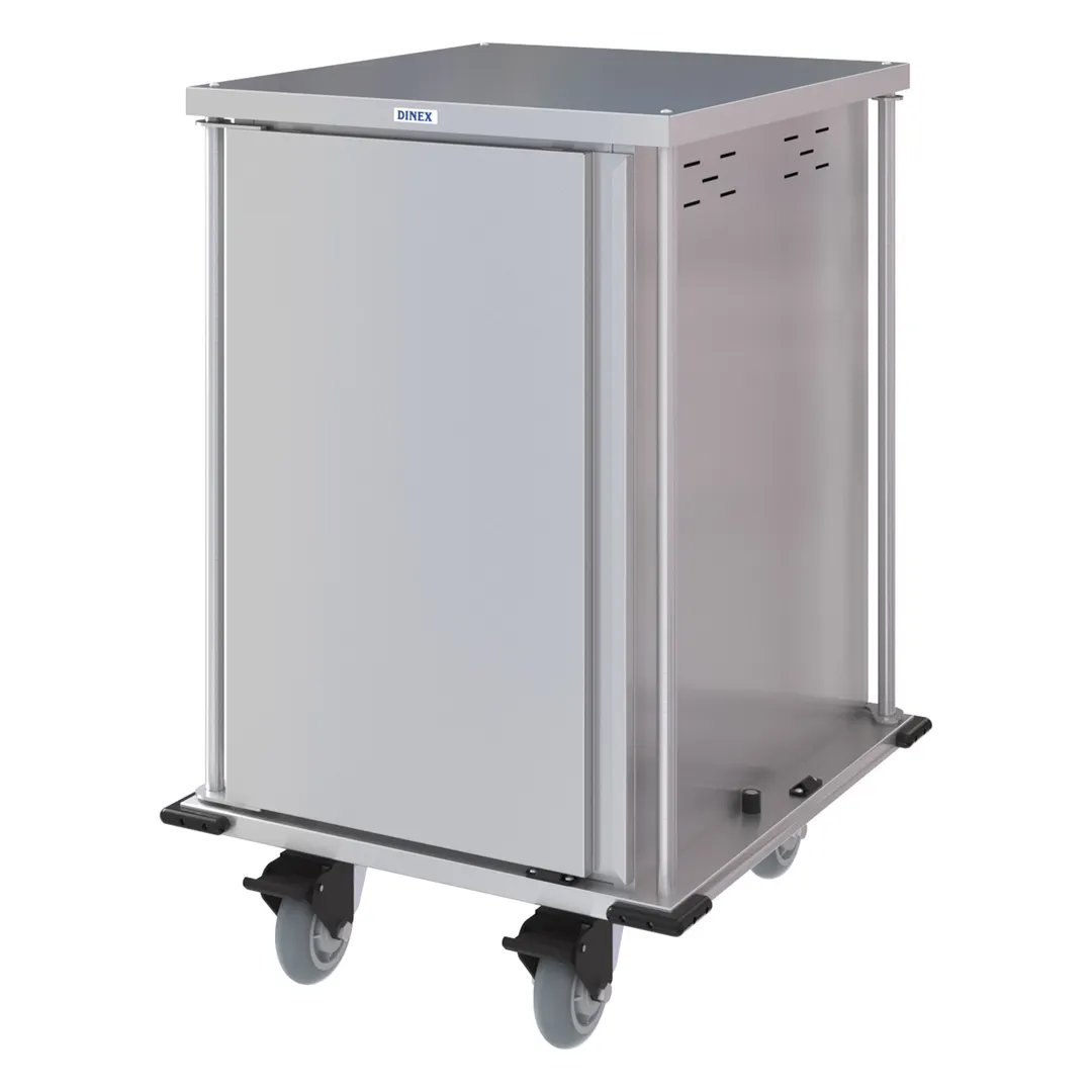Dinex DXPTQC2T1DPT14 Stainless Steel 14 Trays TQ Compact Meal Delivery Cart w/ 1 Door