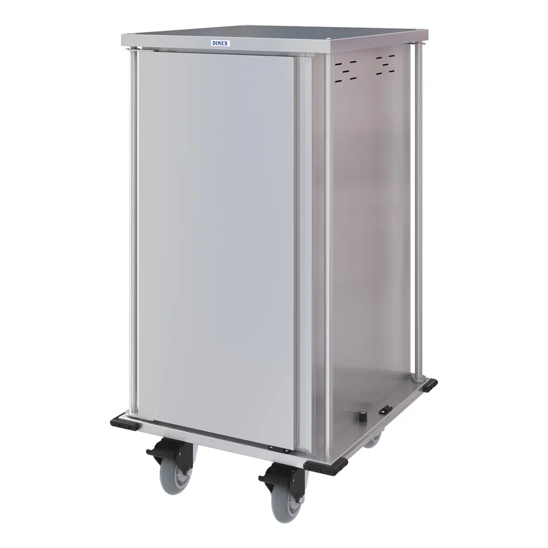 Dinex DXPTQC2T1DPT18 Stainless Steel 18 Trays TQ Compact Meal Delivery Cart w/ 1 Door