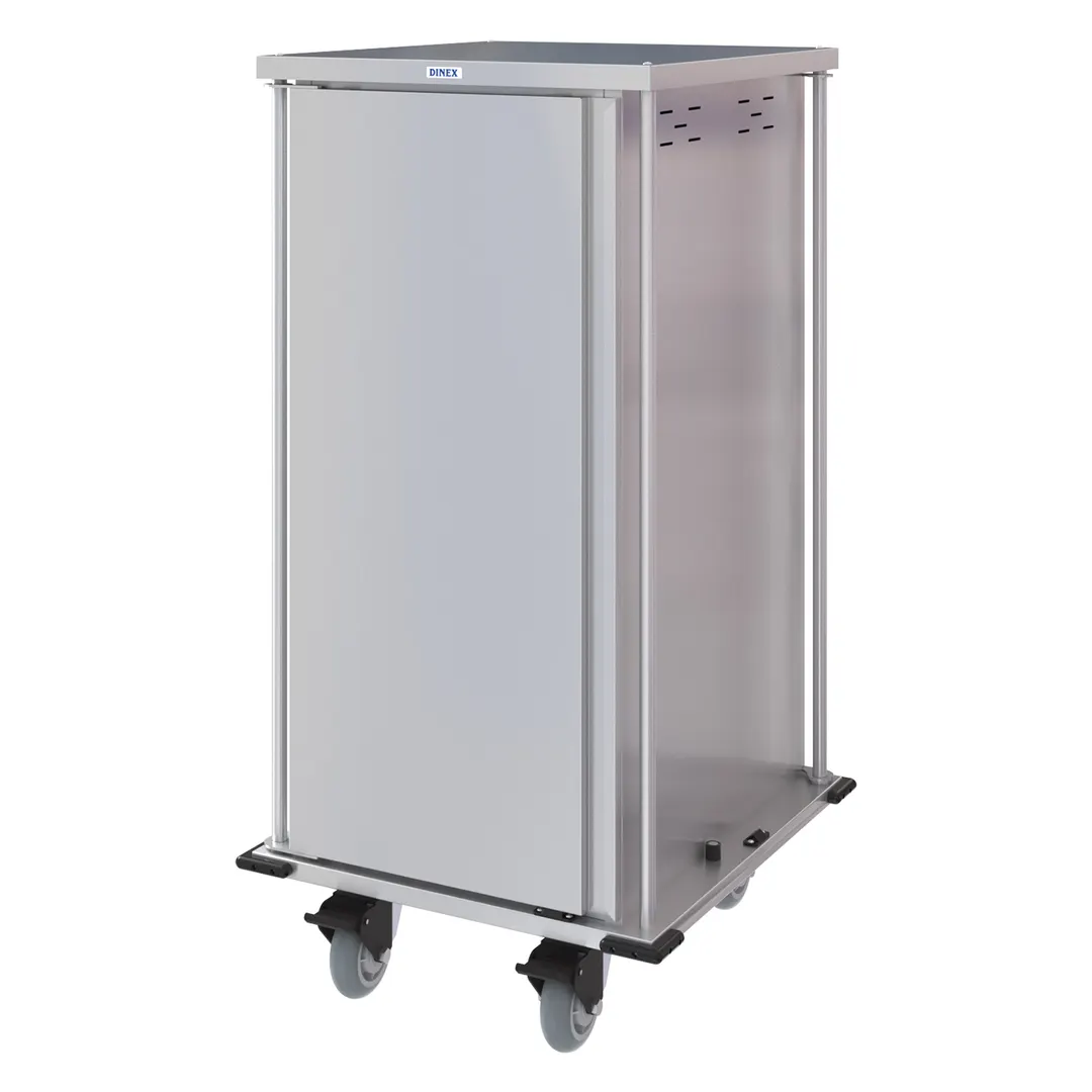 Dinex DXPTQC2T1DPT20 Stainless Steel 20 Trays TQ Compact Meal Delivery Cart w/ 1 Door