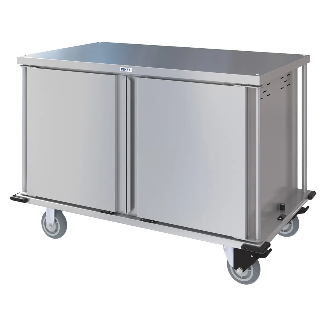Dinex DXPTQC2T2D20 Stainless Steel 20 Trays TQ Compact Meal Delivery Cart w/ 2 Doors