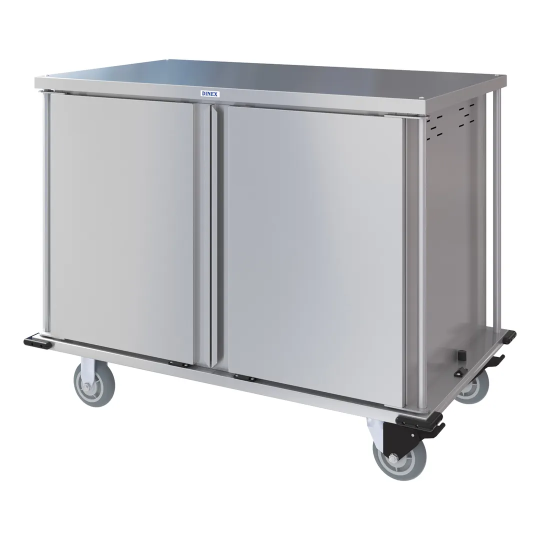 Dinex DXPTQC2T2D24 Stainless Steel 24 Trays TQ Compact Meal Delivery Cart w/ 2 Doors