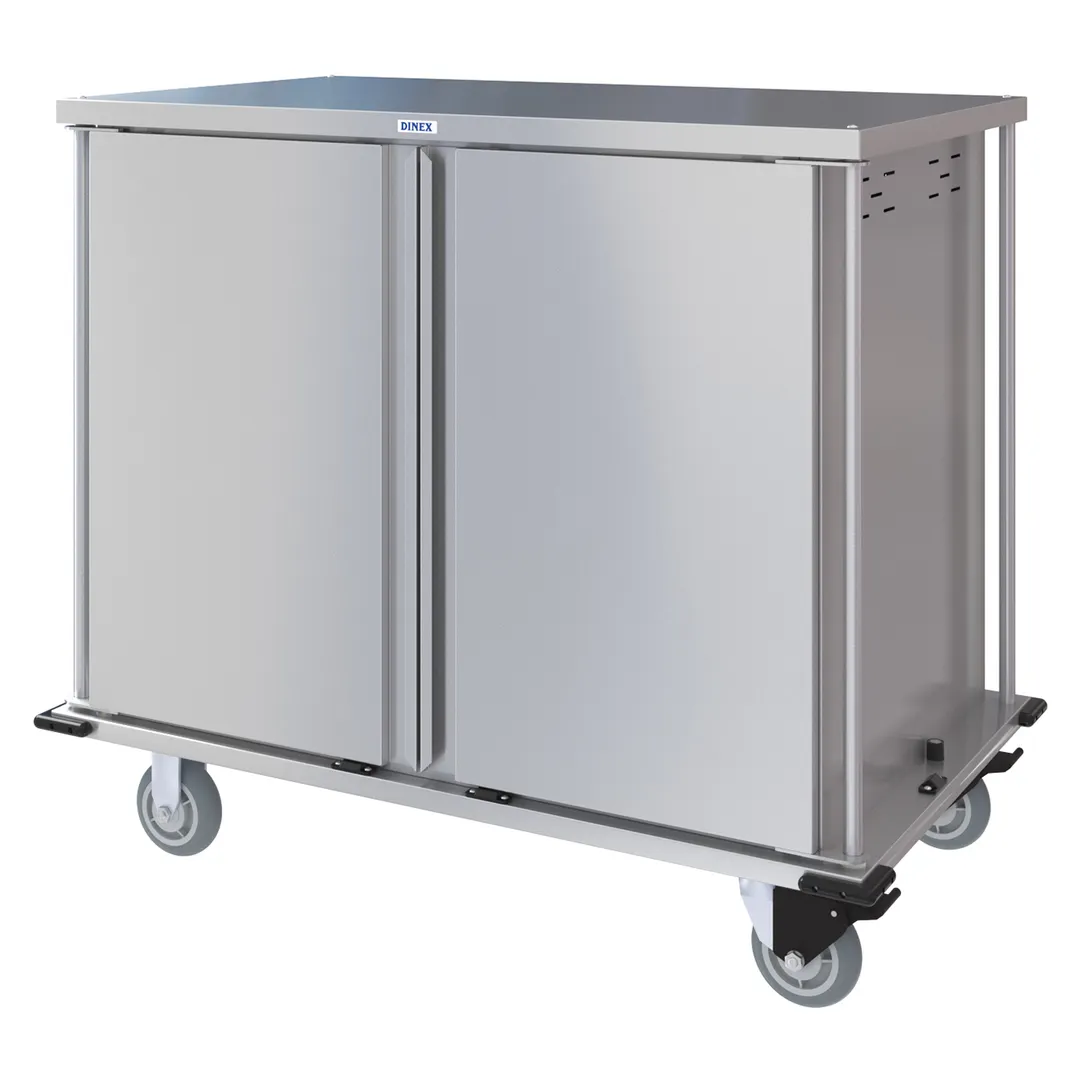 Dinex DXPTQC2T2D28 Stainless Steel 28 Trays TQ Compact Meal Delivery Cart w/ 2 Doors