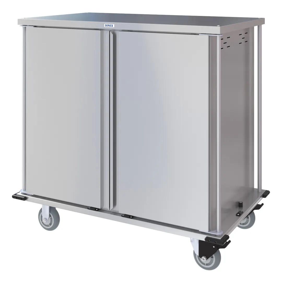 Dinex DXPTQC2T2D32 Stainless Steel 32 Trays TQ Compact Meal Delivery Cart w/ 2 Doors