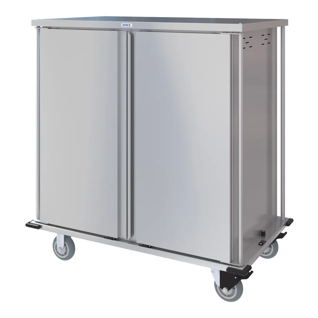 Dinex DXPTQC2T2D36 Stainless Steel 36 Trays TQ Compact Meal Delivery Cart w/ 2 Doors