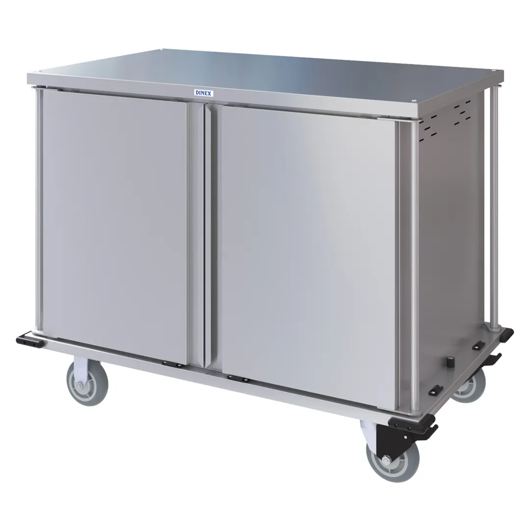 Dinex DXPTQC2T2DPT24 Stainless Steel 24 Trays TQ Compact Meal Delivery Cart w/ 2 Doors