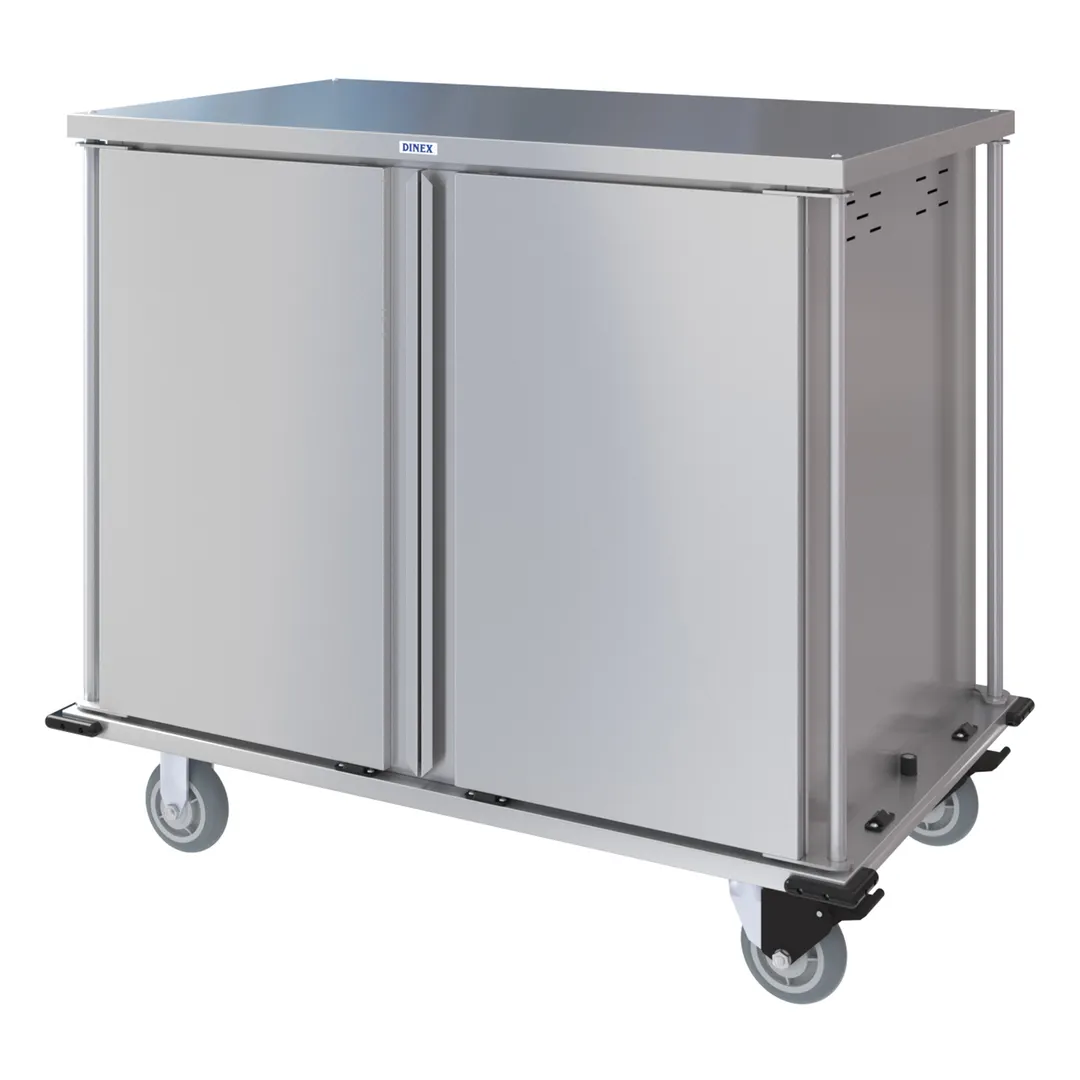 Dinex DXPTQC2T2DPT28 Stainless Steel 28 Trays TQ Compact Meal Delivery Cart w/ 2 Doors