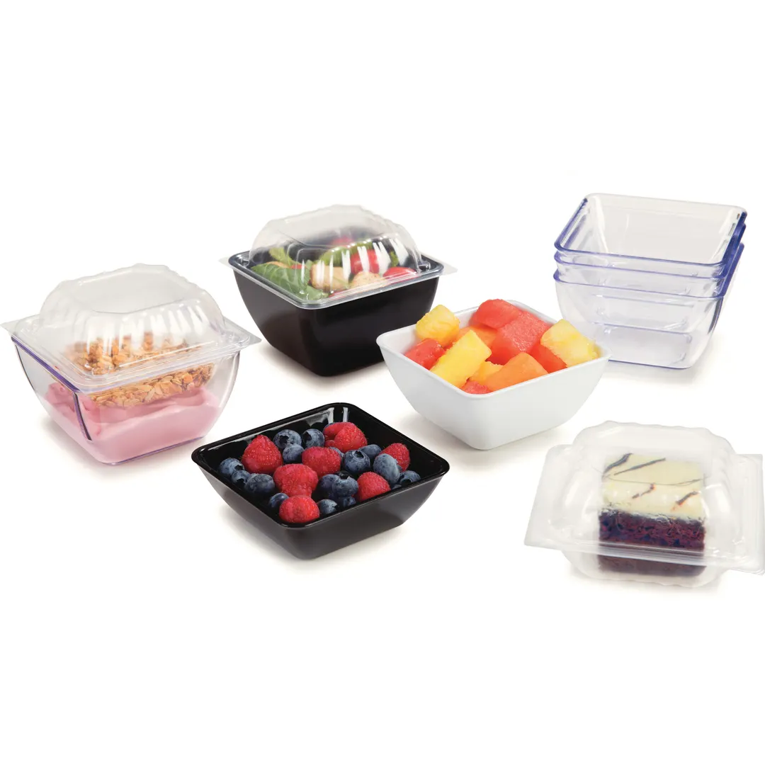 Dinex DXSB1207 Square Plastic Bowl, 12‑Ounce Clear SAN, 12‑15 oz, Reusable Tableware – Case