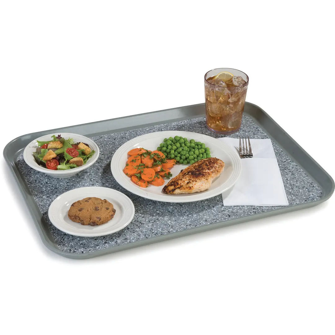 Dinex DXSMC1418NSM23 Patient Tray, 14" x 18" Fiberglass, Gray, Non‑Skid NSF, Dishwasher Safe - 1/Case
