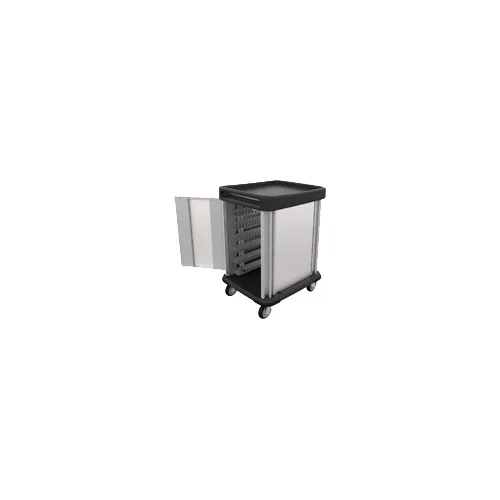 Dinex DXSU2T1D12 Stainless Steel 12 Trays TQ Supreme Meal Delivery Cart w/ 1 Door