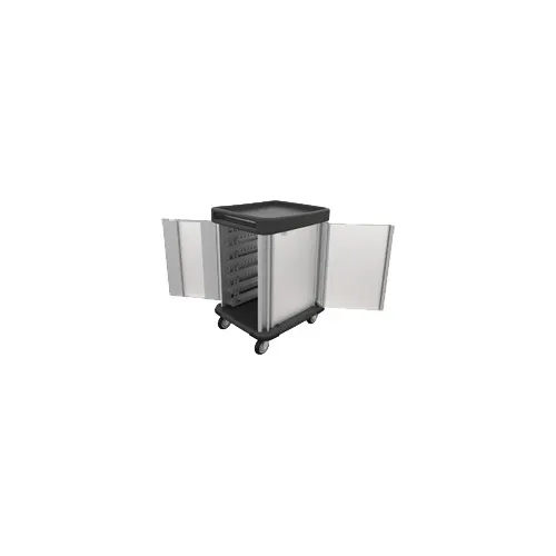 Dinex DXSU2T1DPT12 Stainless Steel 12 Trays TQ Supreme Meal Delivery Cart w/ 2 Doors