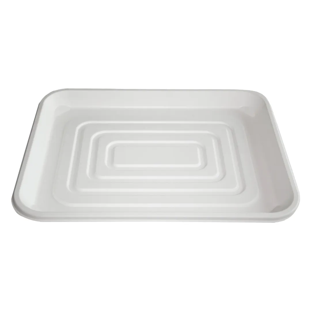 Dinex DXTR1418D42 Disposable Tray, 14" x 18", Rectangular, Natural Bagasse Compostable - 100/Case